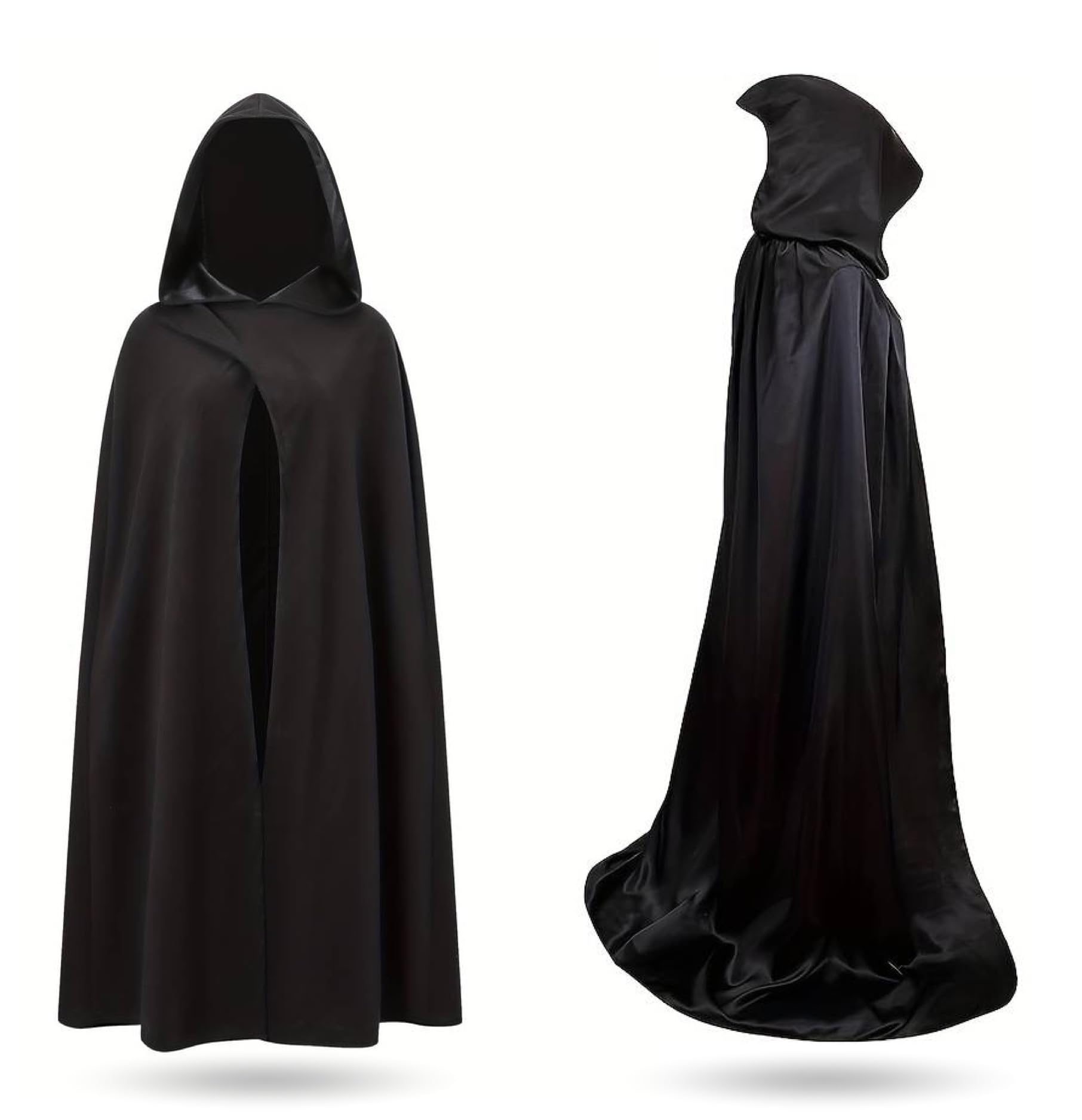 Cape De Vampire Pour Enfant - Longueur 90 Cm - Réversible Noir/rouge Avec Capuche - Costume Halloween, Carnaval - 13