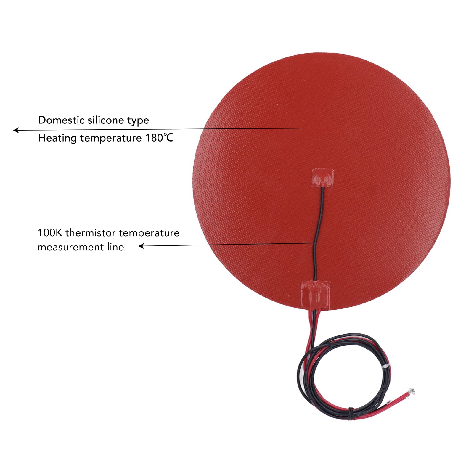 Almohadilla calefactora de silicona de 300 W, alfombrilla calefactora de alta temperatura con termistor de 100 K para cama caliente de impresora 3D, 300 mm de diámetro, cal (12 V CC)