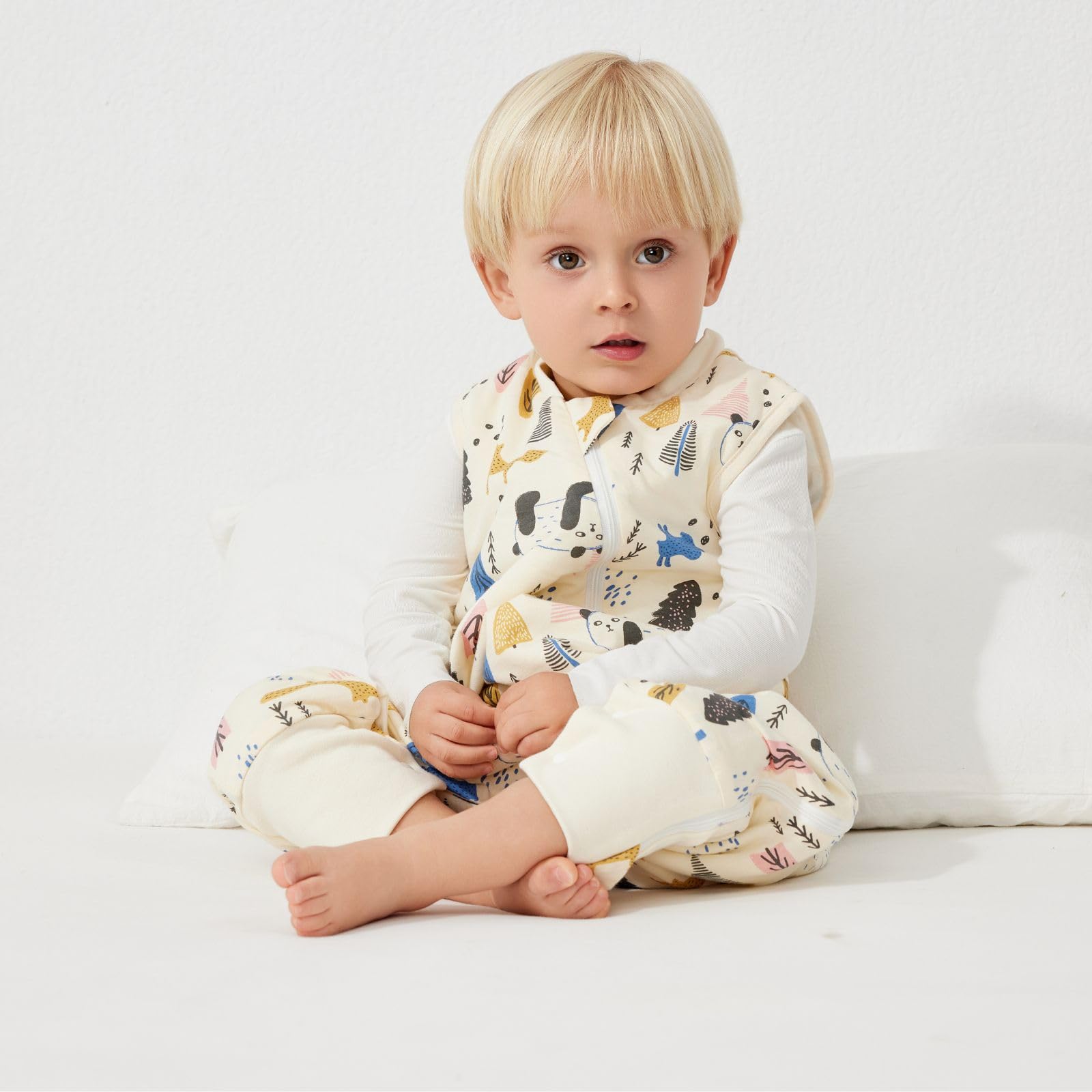Duomiaomiao Sacco nanna con gambe, 2,5 Tog, caldo sacco a pelo con piedi, 100% cotone, coperta indossabile per bambini, (2-3 anni, panda)