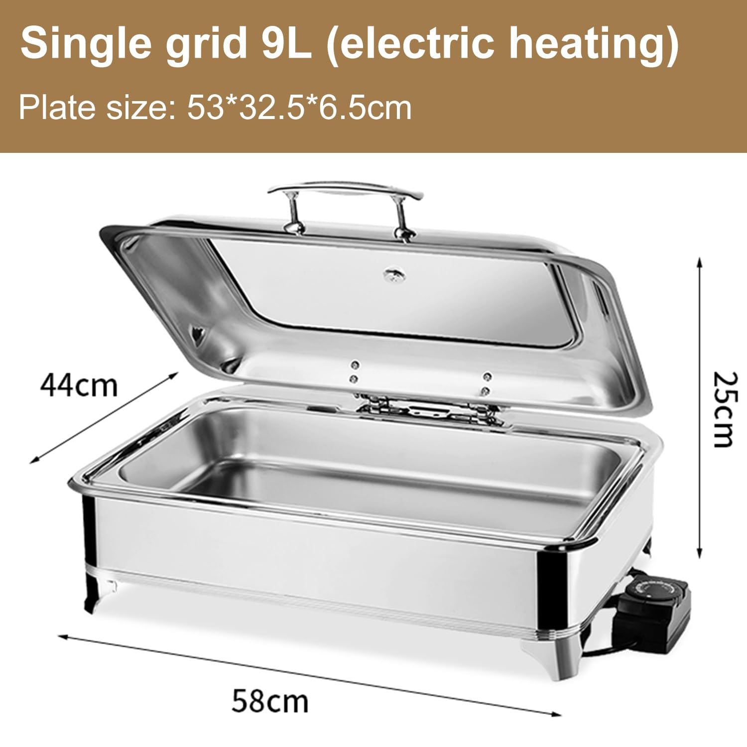 Elektrische Chafing Dish 600W | 9L Fassungsvermögen | Berührungsbildschirm | Edelstahl | Für Buffets & Partys | Bis 90°C
