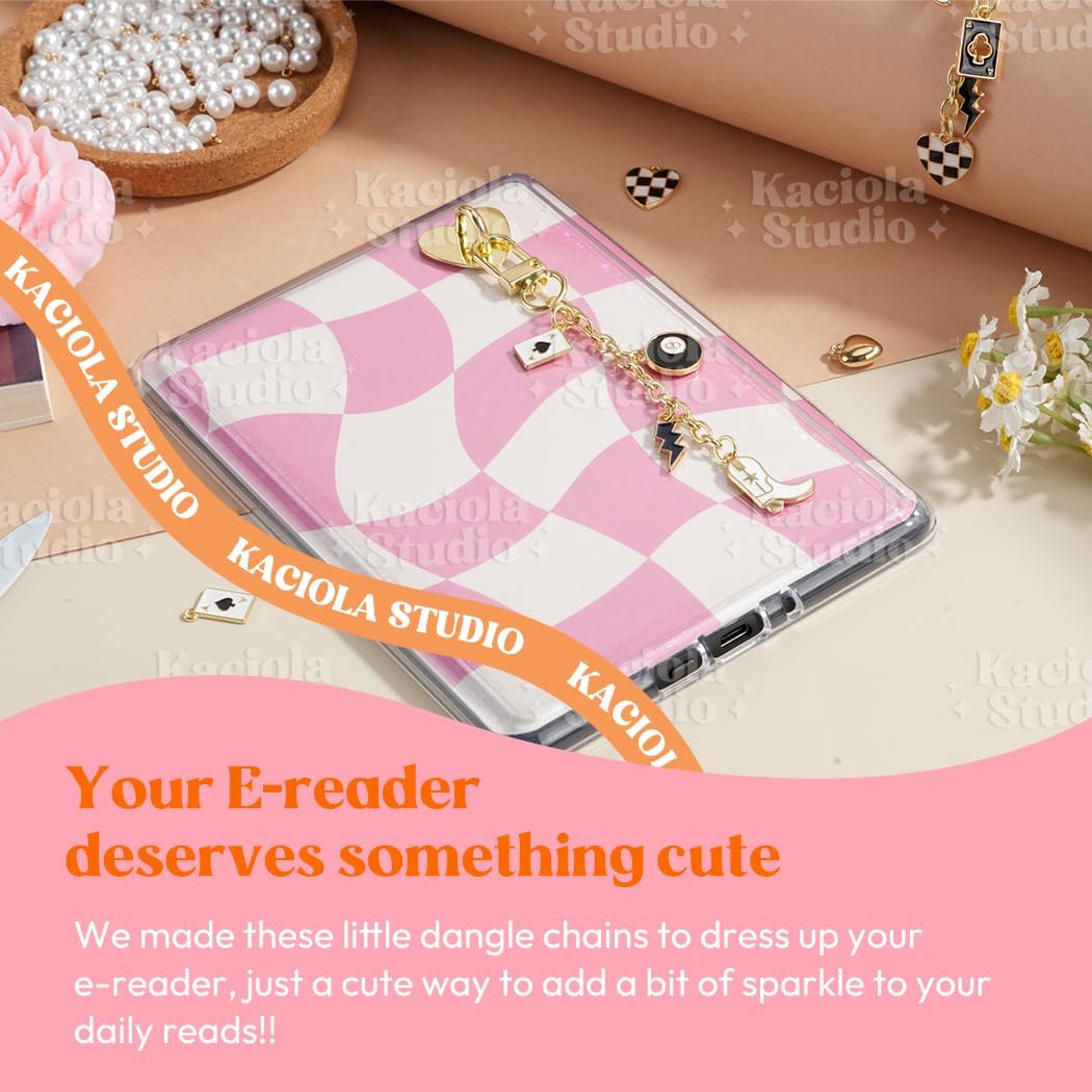 Kaciola Charm Chains for Kindle, Cute E-reader Phone Charm Bracelets Accessories Gift for Reader Booklovers Women Men, Charms Compatible for Kindle/E-Reader/Phone (A) - Image 2