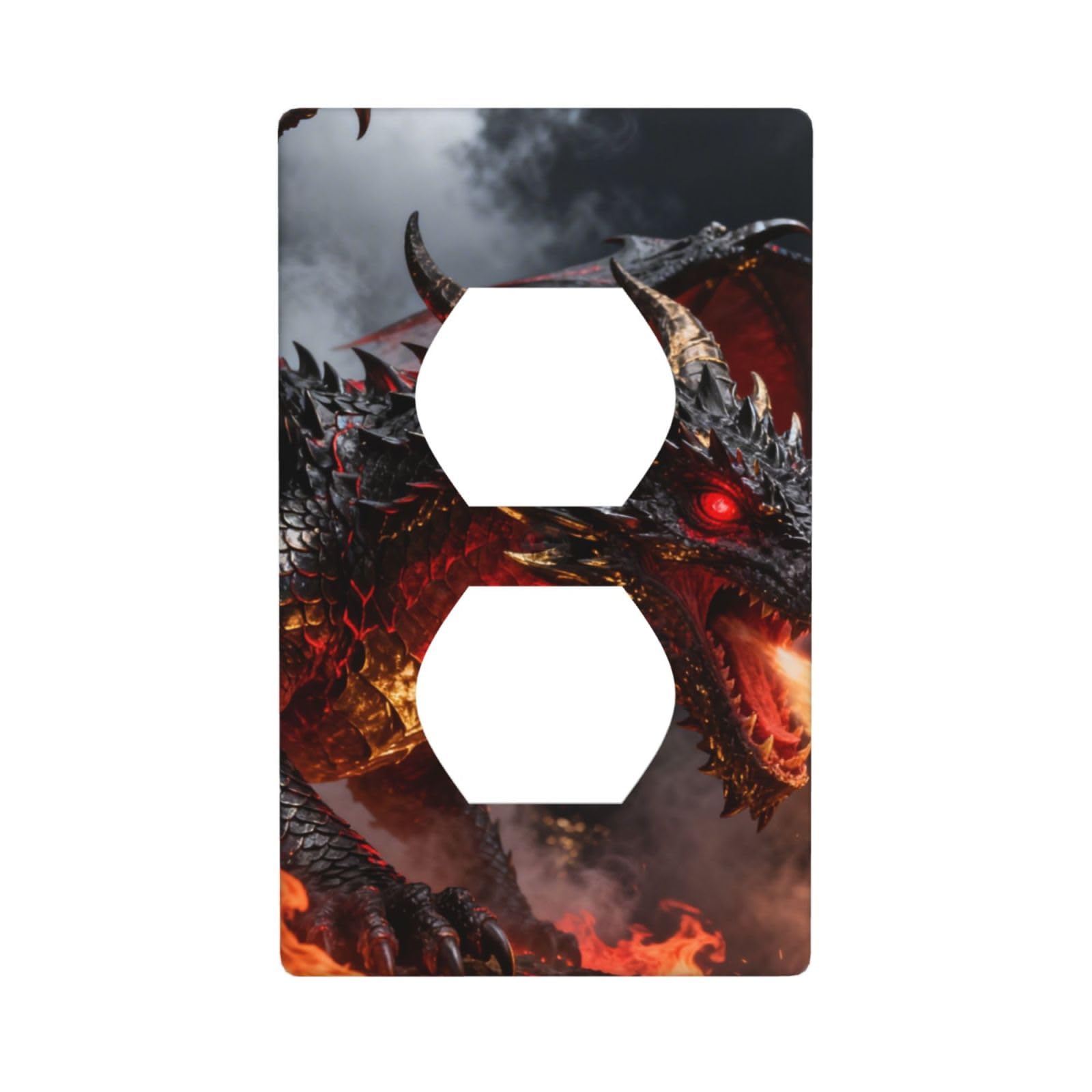 Dragon Flame Unbreakable Polycarbonate Switch Plate-1 Gang Screwless Wall Plate for Home Office