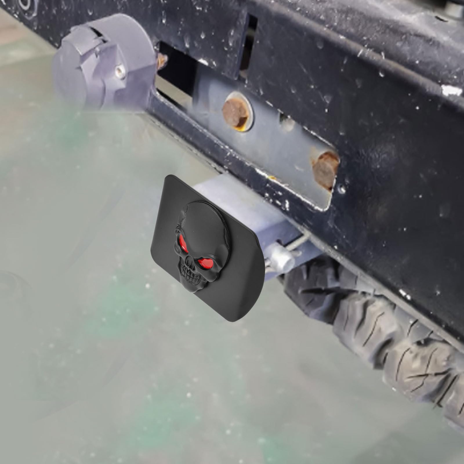 Anhängerkupplungsabdeckung Schnell Montiert aus Metall Totenkopf, für Lkws