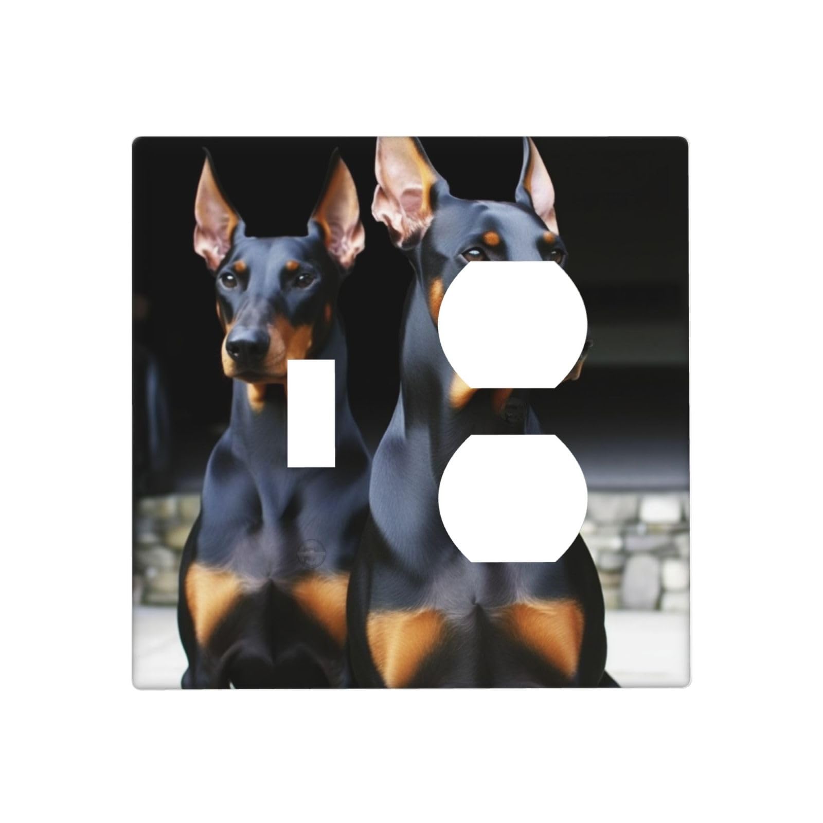 Decorator Wall Plate 2 Gang Light Switch Covers doberman Wallplate Double Toggle Switch Plate Standard Size Electrical Outlet Covers Decorative Wall Switch Plate Cover
