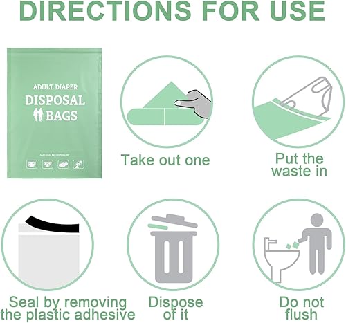 Miniatura 7 de PerKoop 100 bolsas desechables extragruesas grandes para adultos, bolsas de eliminación de sellado hermético, resistentes al desgarro, sanitarias