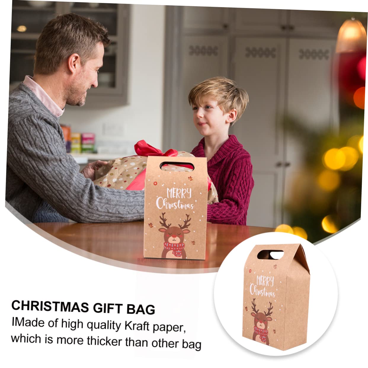 SOLUSTRE 24stücke Kraftpapier Tüten Weihnachten Weihnachtsplätzchentüten Verpackungspapiertüten Weihnachtliche Papiertüten Geschenktüten Aus Kraftpapier