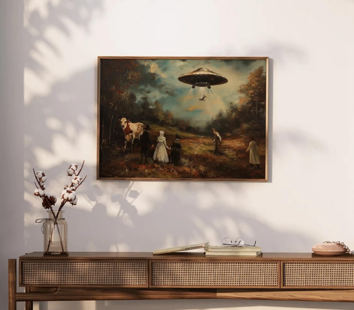 SXWCQK Pôster vintage engraçado de arte de parede Ufo