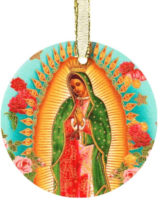 Our Lady of Guadalupe Glass Ornament - Traditional Catholic & Christian Christmas Decor, Religious Decorative Hanging Ornaments for Tree - Nativity, Faith