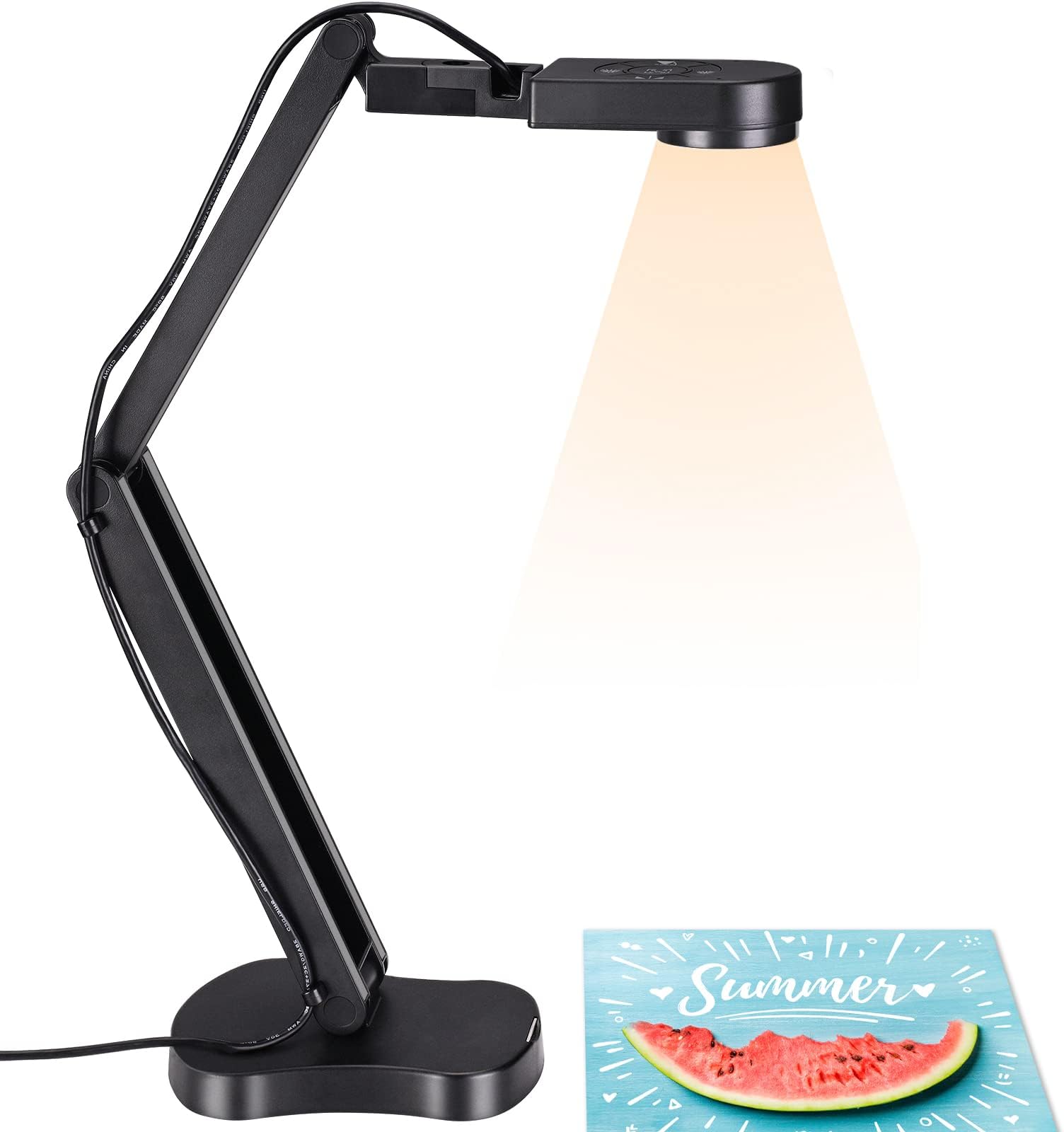 8MP Visualiser, USB Document Camera for Teaching/Classroom, 4K Overhead Camera with LED Light, Image Invert, Fold, Dual Mic for Mac, Windows, Zoom, OBS work for Online Art, Distance Learning