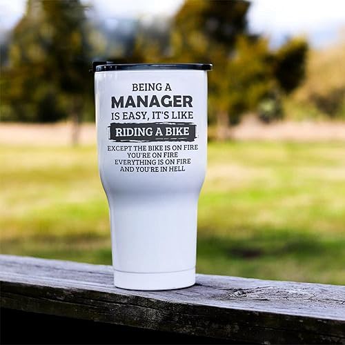 Miniatura 4 de Being A Manager Is Easy It's Like Riding A Bike - Vaso de viaje de acero inoxidable de 30 onzas con aislamiento térmico para compañero de trabajo y