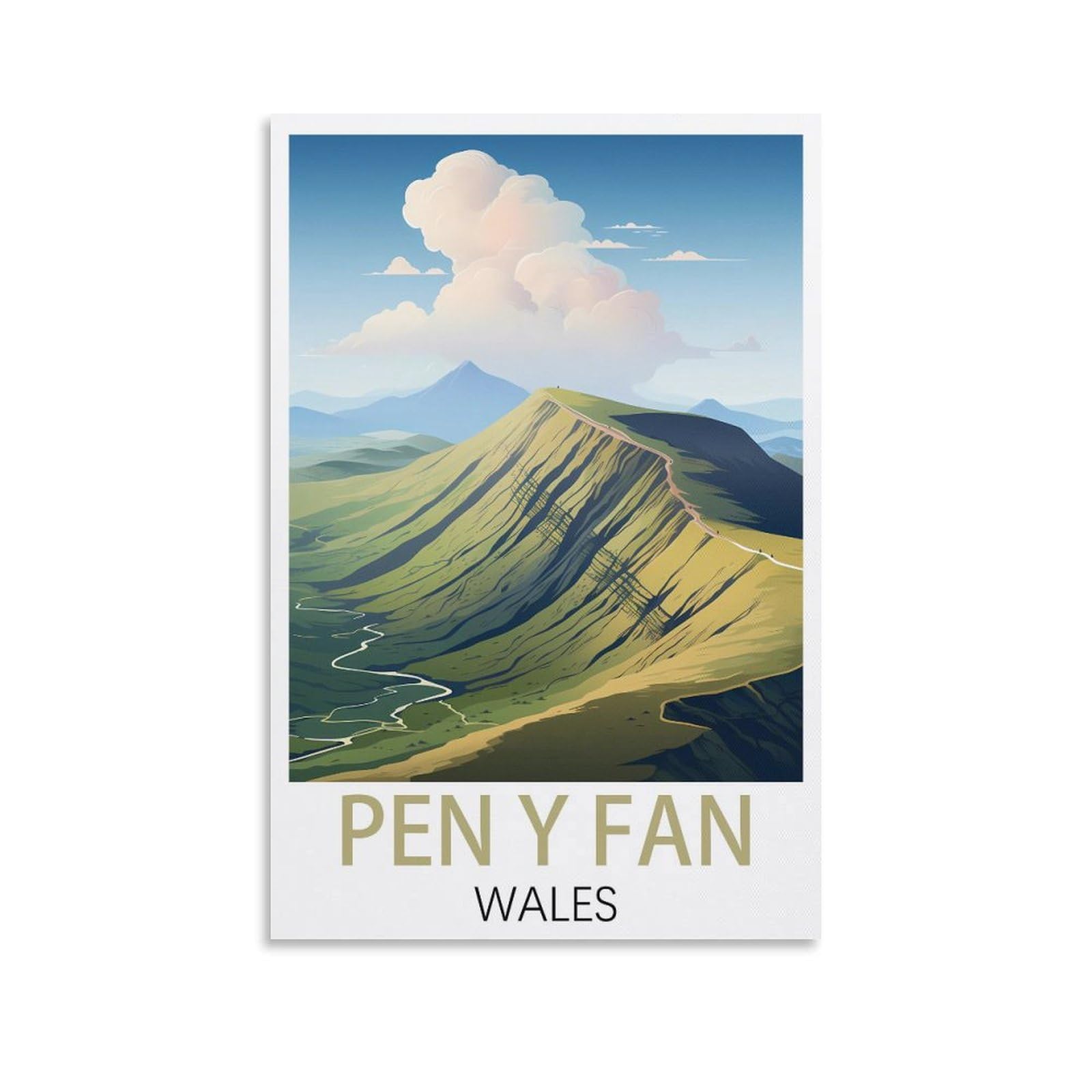 HSAYYIII Pen Y Fan Wales Vintage Travel Posters 08x12inch(20x30cm) Canvas Art Poster And Wall Art Picture Print Bedroom Decor