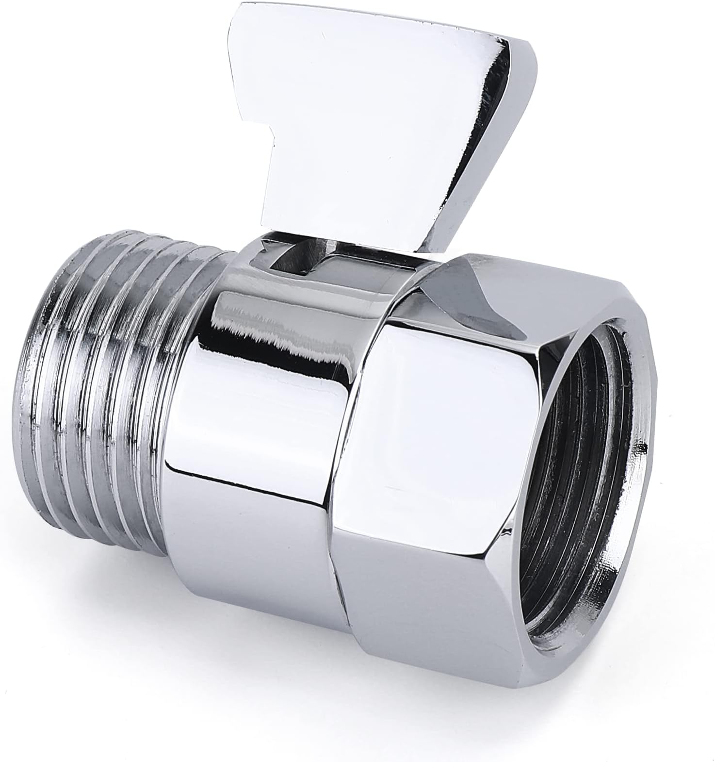 Shower Shut Off Valve Shower Head Flow Restrictor Shower Flow Control Valve Brass Shut Off Valve for Handheld Shower, Chrome