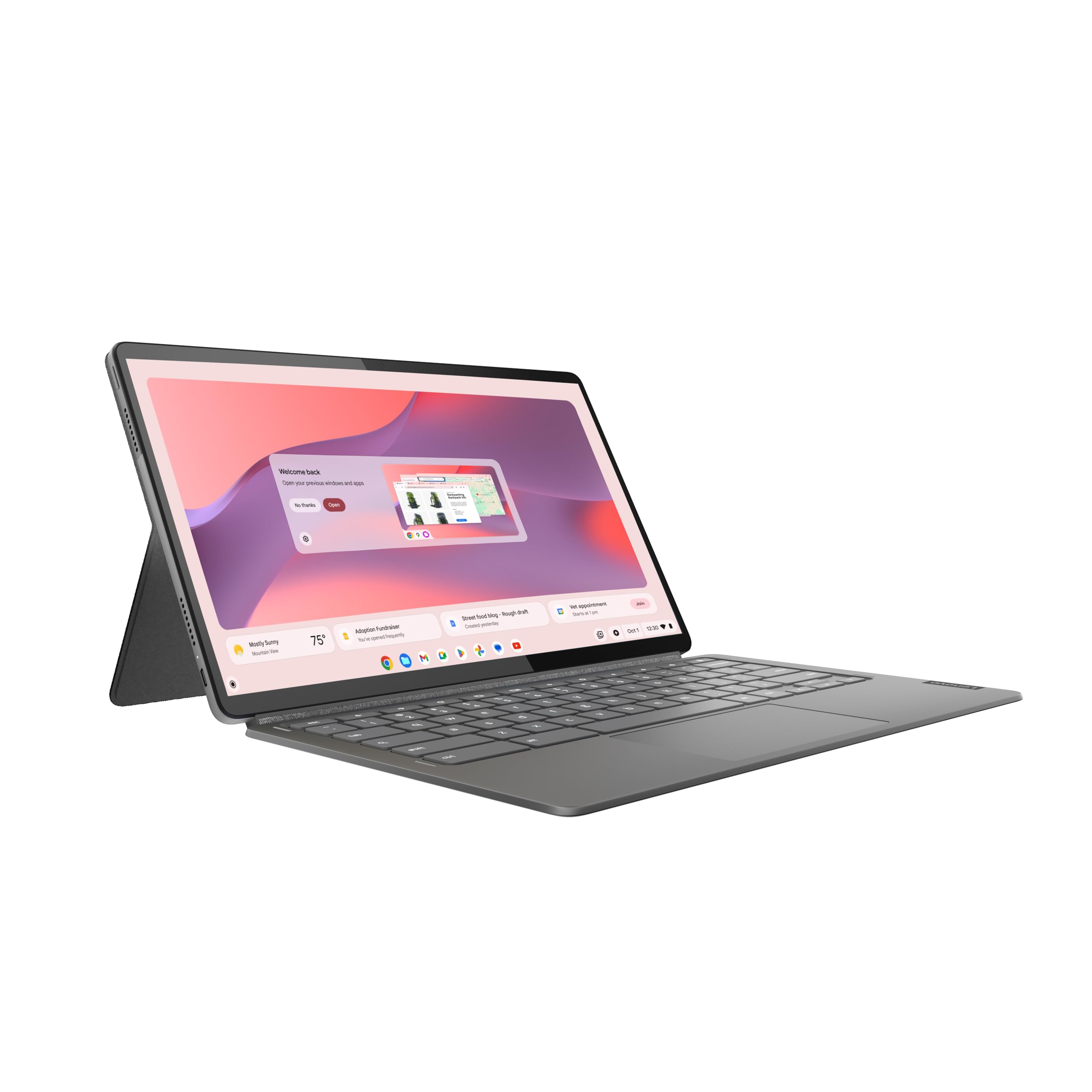 Lenovo Chromebook IdeaPad Duet 5 2-in-1 Tablet | 13,3" Full HD Touch Display | Qualcomm Snapdragon 7c Gen 2 | 8GB RAM | Qualcomm Grafik | QWERTZ | grau | inkl. Lenovo USI Pen, dunkelgrau, inkl. Stift
