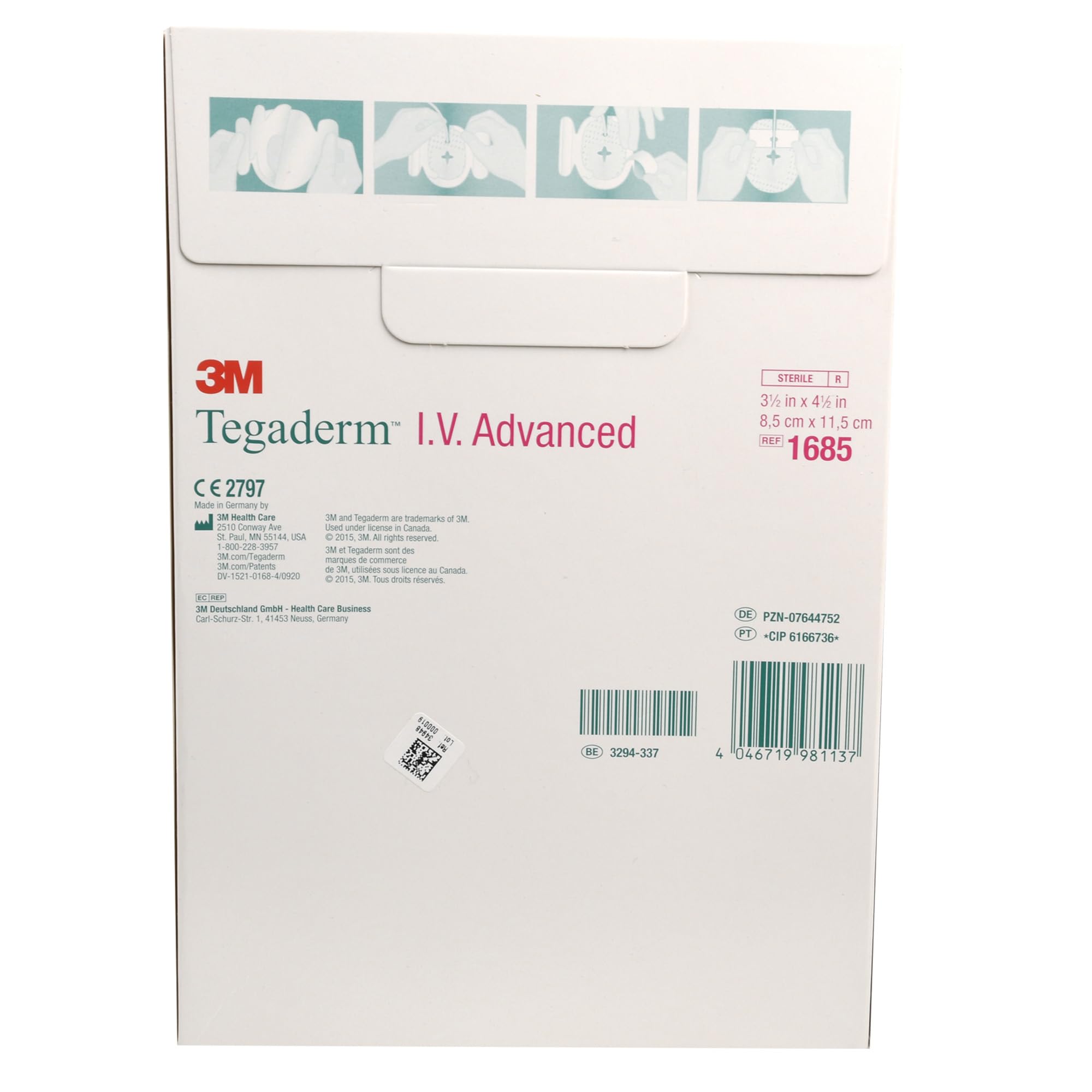 3M Tegaderm™ IV Advanced – 8,5 x 11,5 cm Pansement avancé adhésif stérile en film de polyuréthane avec bord en TNT pour cathéters veineux centraux, lot de 50