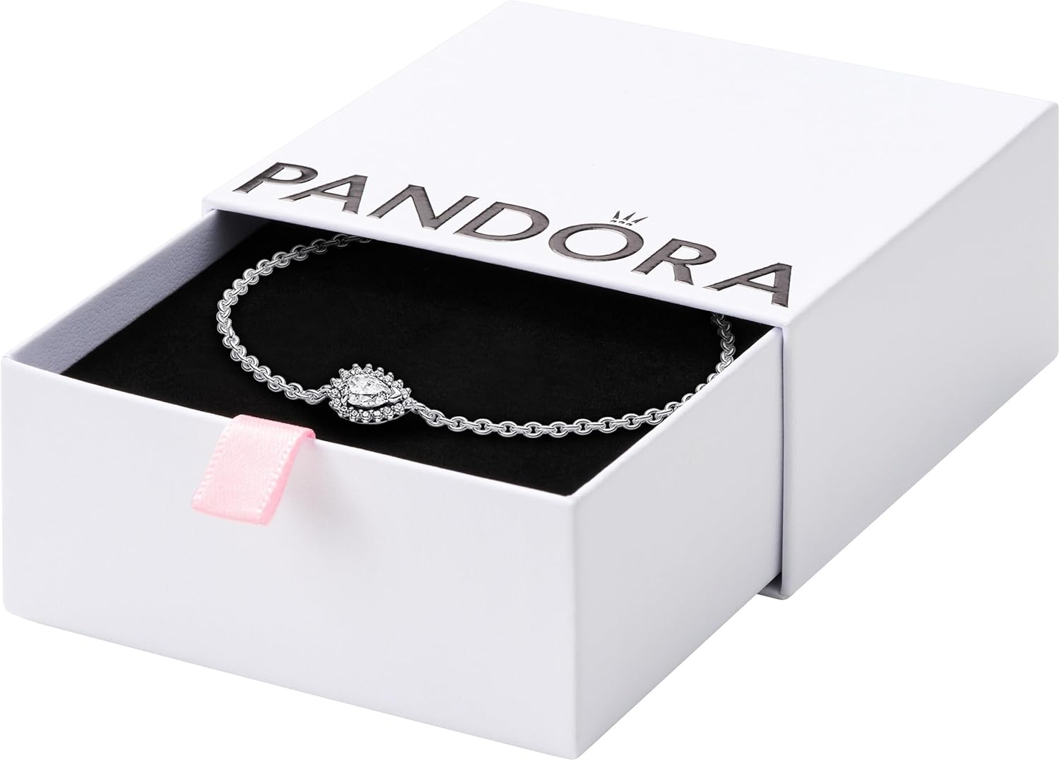 PANDORA Timeless Sparkling Pear Halo Chain Bracelet - Adjustable Bracelet - Gift for Her - Sterling Silver with Cubic Zirconia - With Gift Box