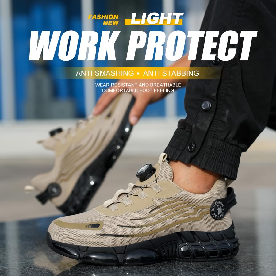 Image of Steel Toe Shoes for Men Women Safety Work Shoes Air Cushion Construction Industrial Shoes Safety Shoes Lightweight Steel Toe Sneakers for Men