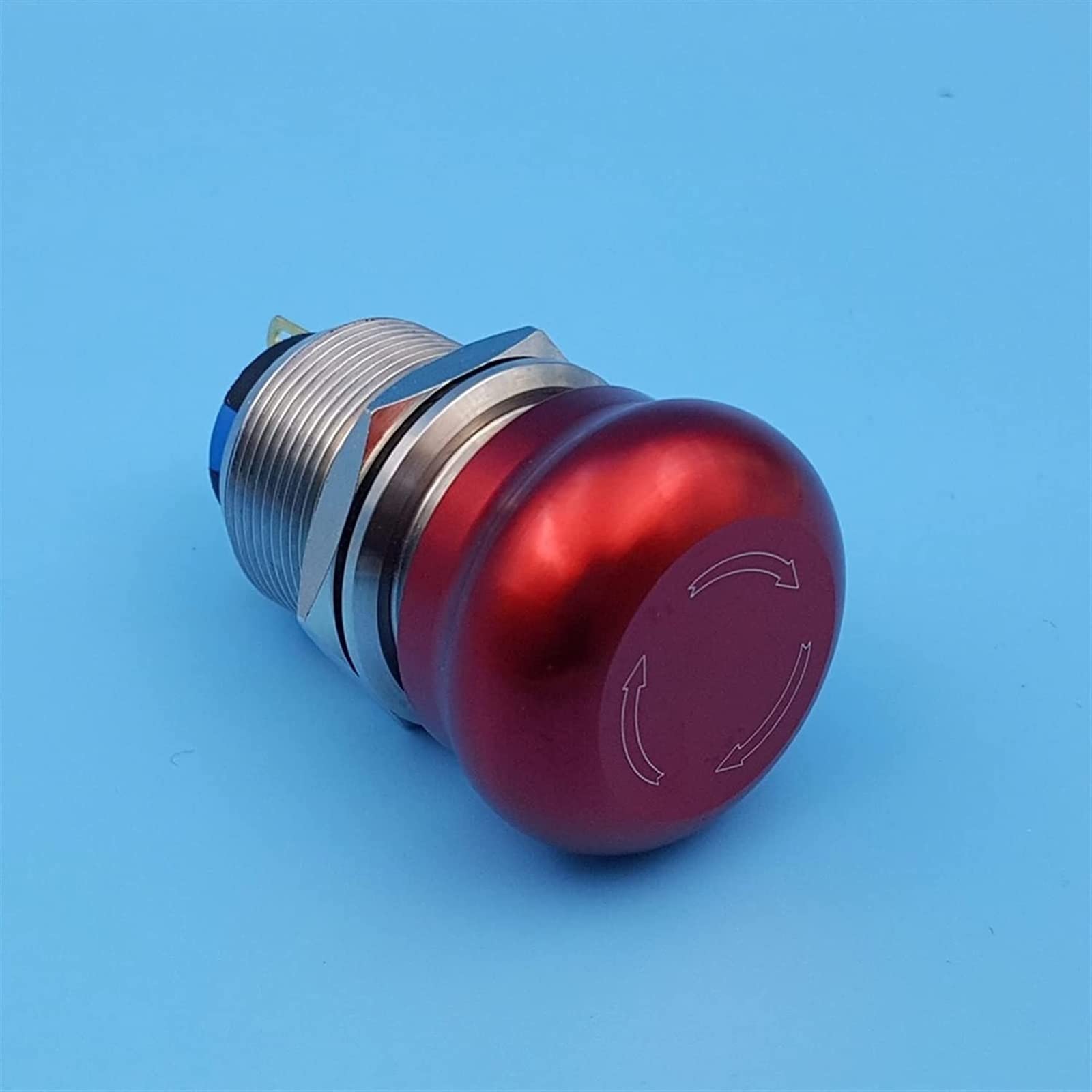 Interrupteur bouton rotatif arrêt d'urgence 22mm étanche 3pin 1NO 1NC en métal