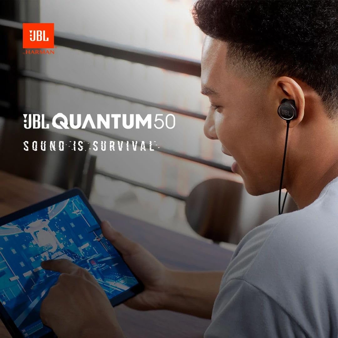 JBL Quantum 50 Auricolari Gaming In-Ear con Cavo, Headset Cuffie da gioco con Microfono su Cavo, compatibilità Multipiattaforma PC e Console, Nero
