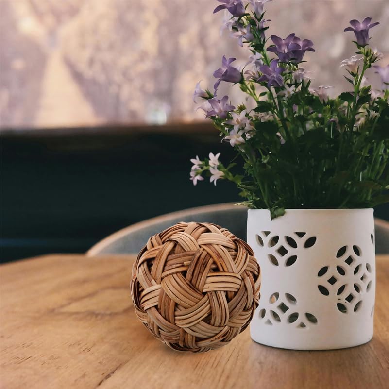 Bamboo Ball Decor - 20cm Bamboo Woven Ball Kids Creative Kickball Vintage Chinese Decoration Photo Prop for Indoor and Outdoor Activities
