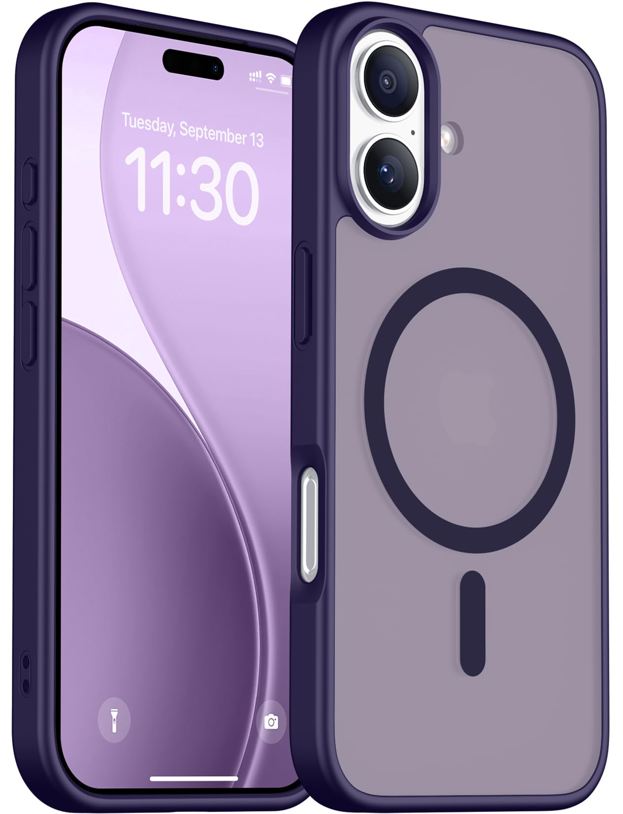 Red2Fire Magnetic for iPhone 17 Case, (Compatible with MagSafe) (Military Grade Drop Protection) Translucent Matte Shockproof Phone Case for iPhone 17 6.3"-Dark Purple