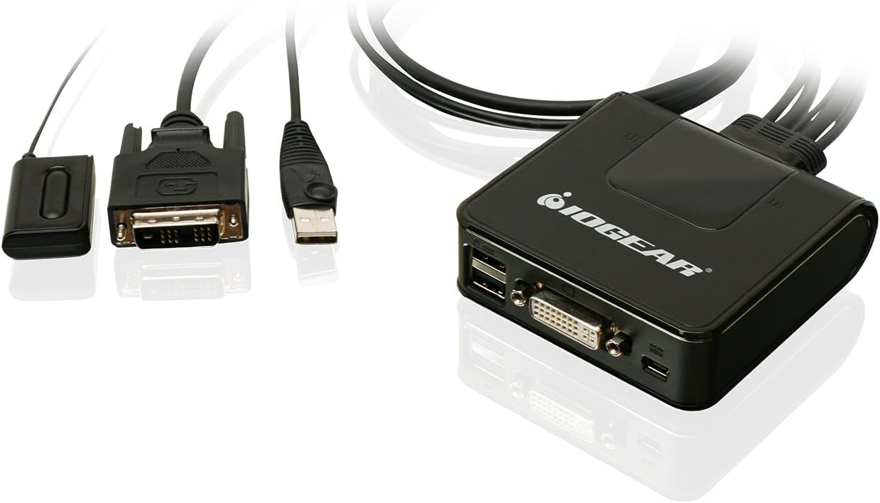Super Brands IOGEAR 2-Port USB DVI Cable KVM Switch with Cables and Remote, GCS922U, Black