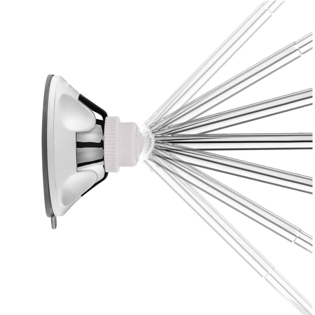 MACOM, Specchio Cosmetico con Asta Telescopica Brevettata, Doppio Snodo, Ingrandimento 10x, 18 Luci LED e Ventosa a Ghiera Orientabile a 360°, Salvaspazio, Sensation 229 New Perfect Mirror