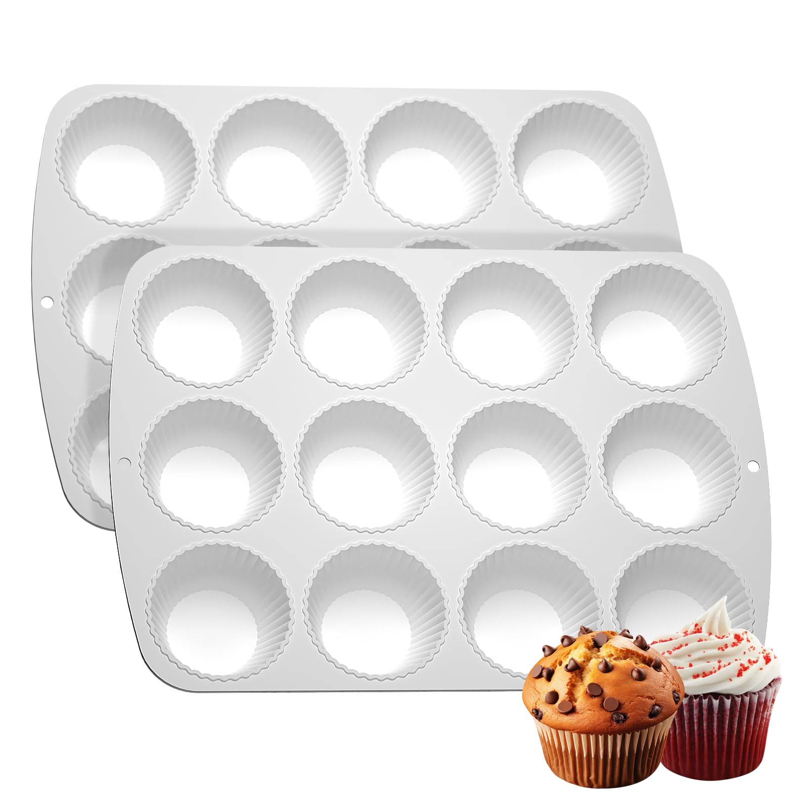 Stampo Per Mini Muffin In Silicone Rosso - 12 Tazze, Antiaderente, Adatto A Microonde E Lavastoviglie, Resistente Fino A 232°C