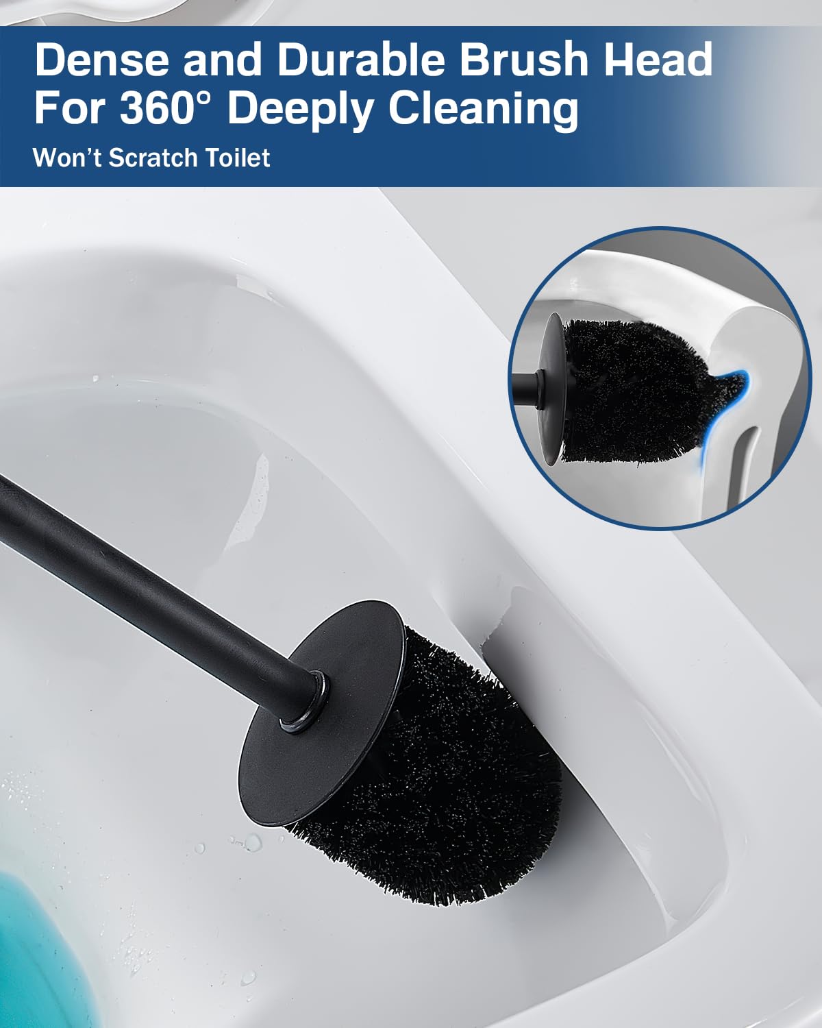 Scopino WC Scovolino Bagno WC Acciaio inossidabile Con 2 Testine, Design Chiuso ad Asciugatura Rapida Nero