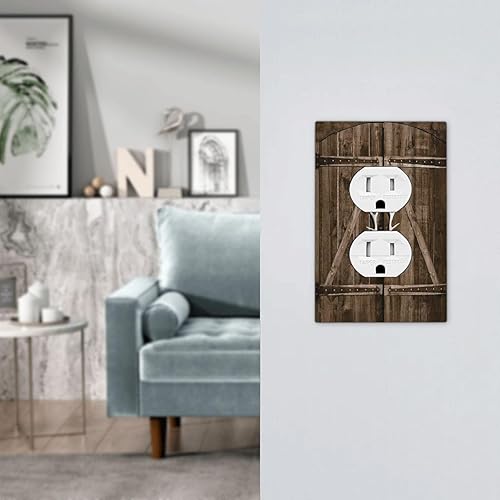 Miniatura 7 de Placa de pared decorativa para puerta de granero dúplex de 1 banda, placa frontal decorativa para receptáculo eléctrico único, placa de pared para