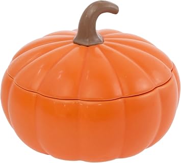 Boston International Pumpkin Dish with Lid Serving Bowl & Storage Container, Large, Orange