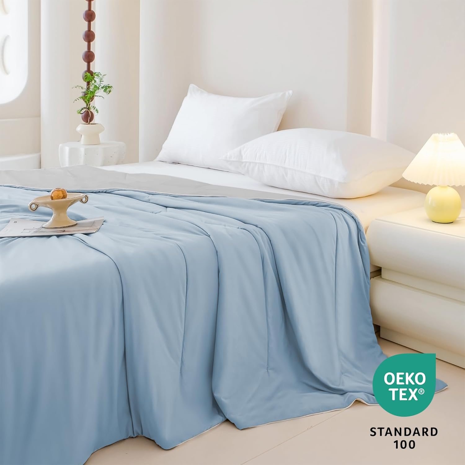 Style Quarters Cooling Comforter Queen Size, Lightweight Summer Comforter for Hot Sleepers and Night Sweats, Reversible Breathable Cool Blanket, 90"x90" Blue&Grey - Image 2