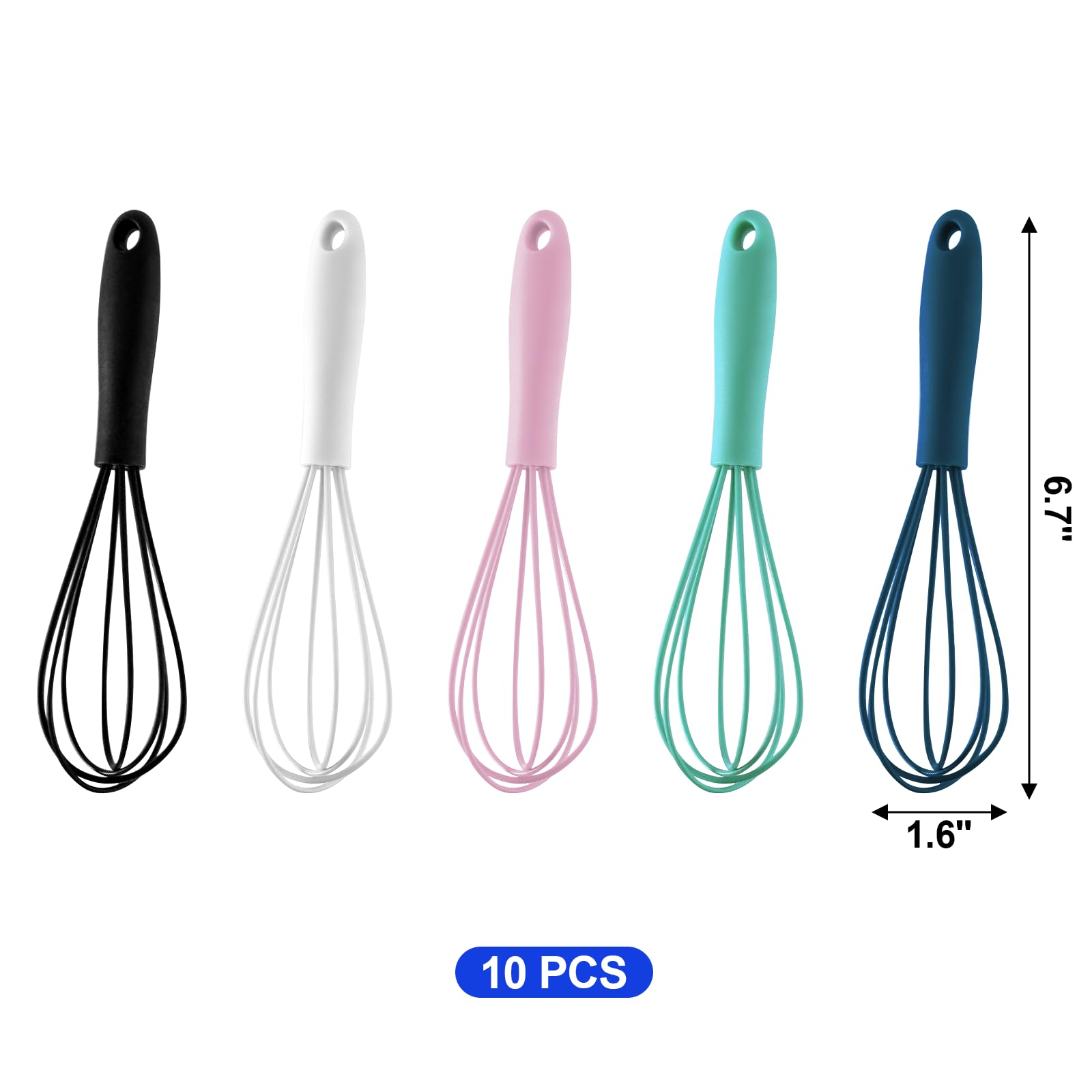 10 fruste da cucina in silicone per cucinare, frusta per impastare in acciaio inox, antiaderente, piccola frusta a forma di palloncino, frusta per uova, frusta, frusta, mescolare, cuocere
