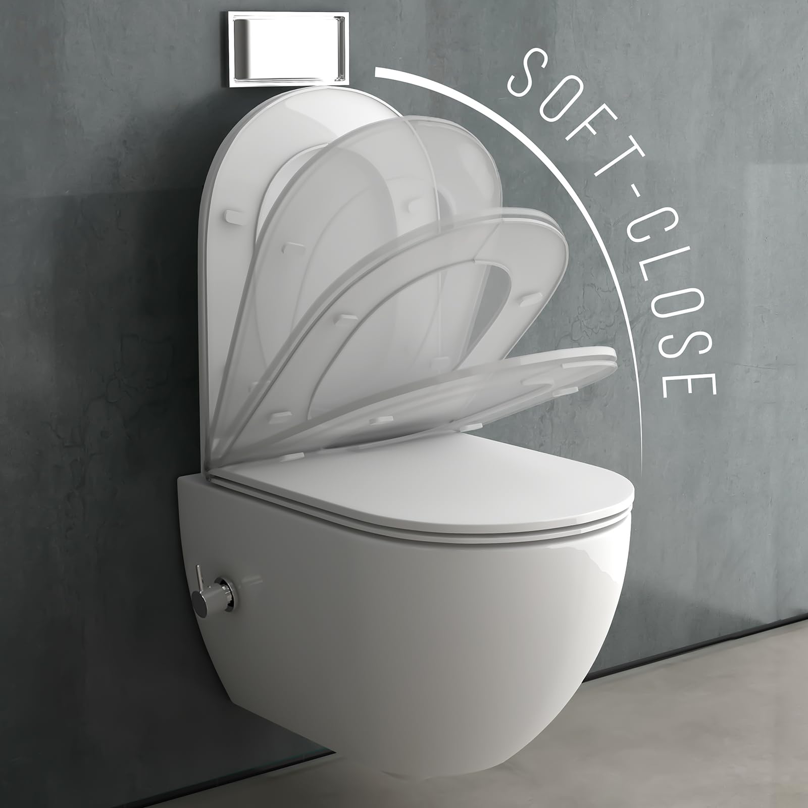 Alpenberger Bidet WC | Dusch WC Set | Hänge WC ohne Spülrand | Toilettendeckel mit Absenkautomatik | Toilette mit Schallschutz & Podusche | Kloschüssel mit Armatur | Passend Geberit