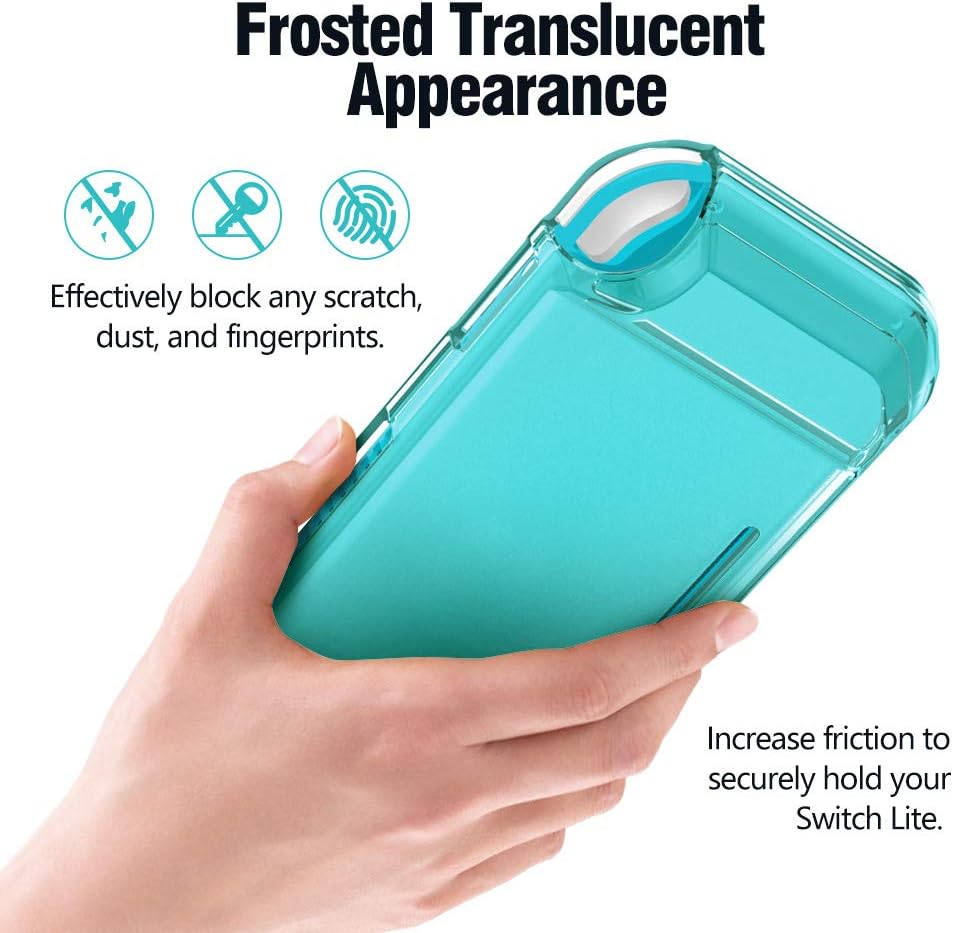 MoKo Cover Compatible with Nintendo Switch Lite, Protective Clear Grip Case TPU Shockproof Durable Frosted Shell Compatible with Nintendo Switch Lite Console - Turquoise