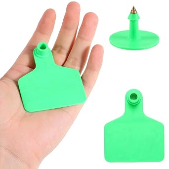 100PCS Blank Large Size Plastic Livestock Ear Tags - Farm Animal ID Tags Ear Tagger for Cow, Sheep, Goats, Pigs Green