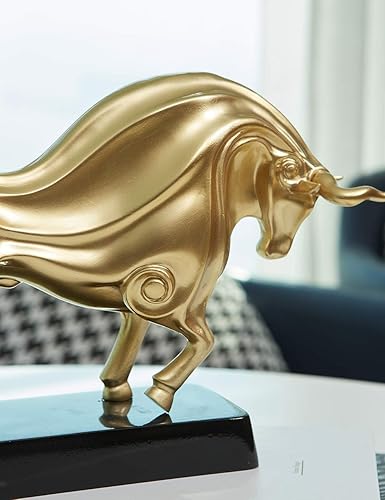 Miniatura 5 de HAUCOZE Bull Decor Escultura Estatua Moderna Arte Animal Figurita Regalos Polyresin Oro 9.0 pulgadas