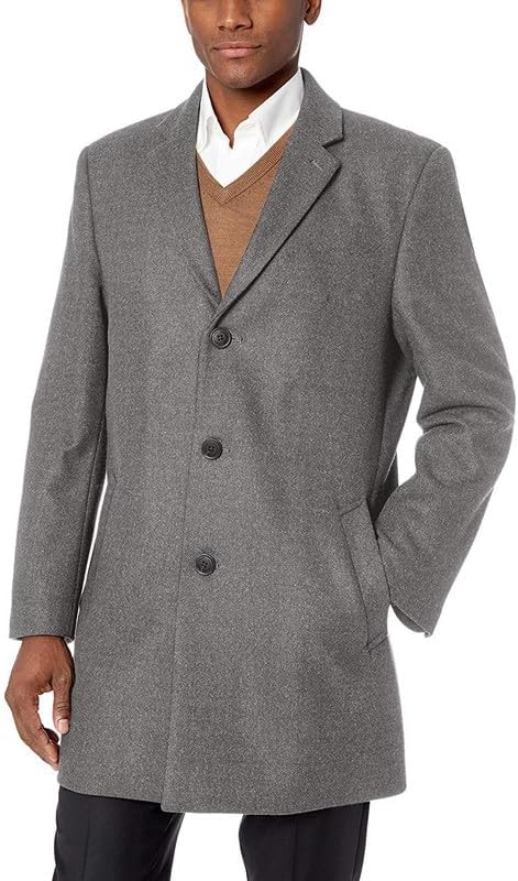 Men's Wool Cashmere Topcoat – Classic Overcoat, Car Coat with Lining, Warm Dress Coat for Formal & Business Outerwear