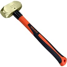 WEDO Brass Sledge Hammer 5lb, Club Hammer with Fiberglass Handle, Drilling Flat Hammer, Die-Forged, Corrosion Resistant,Length 16"