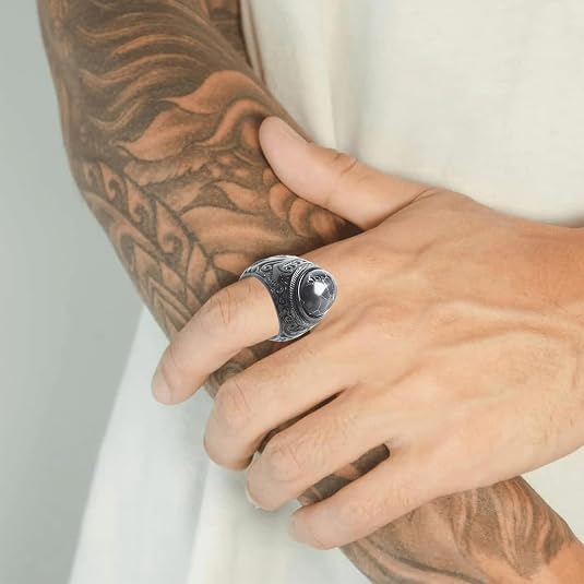 Anello Uomo Teschio Gotico Biker – Acciaio Inox 316L, Vintage, Misura 7-15