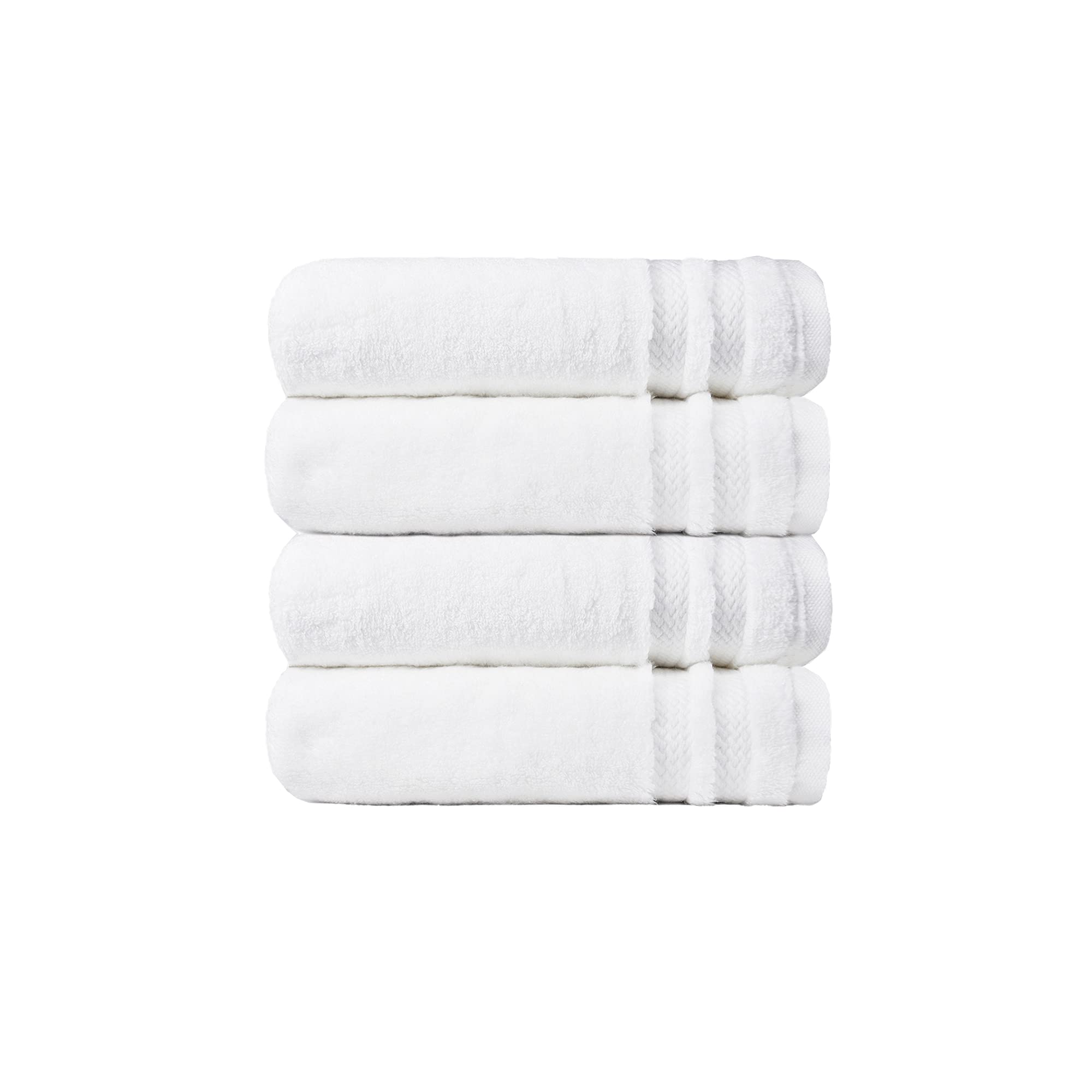 TRIDENTLuxury Hotel Collection, Extra Large, 100% Cotton, Zero Twist, Towels, Super Soft, Extra Absorbent (Plush White, Hand Towel (4-Piece))