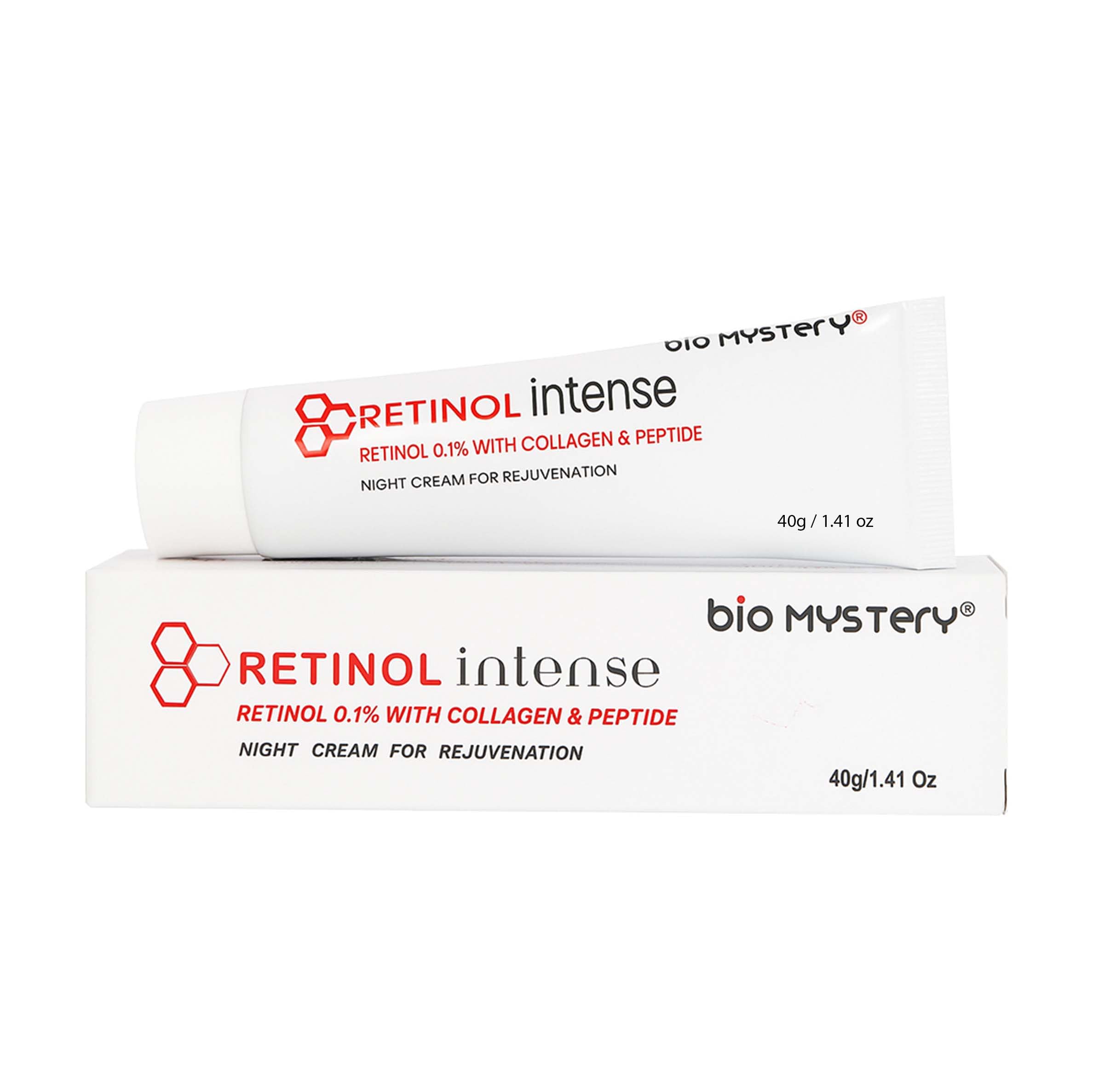 Retinol 0.1% Intense Cream with Collagen & Peptides – Night Cream – Smooths Fine Lines – 40g / 1.41 oz