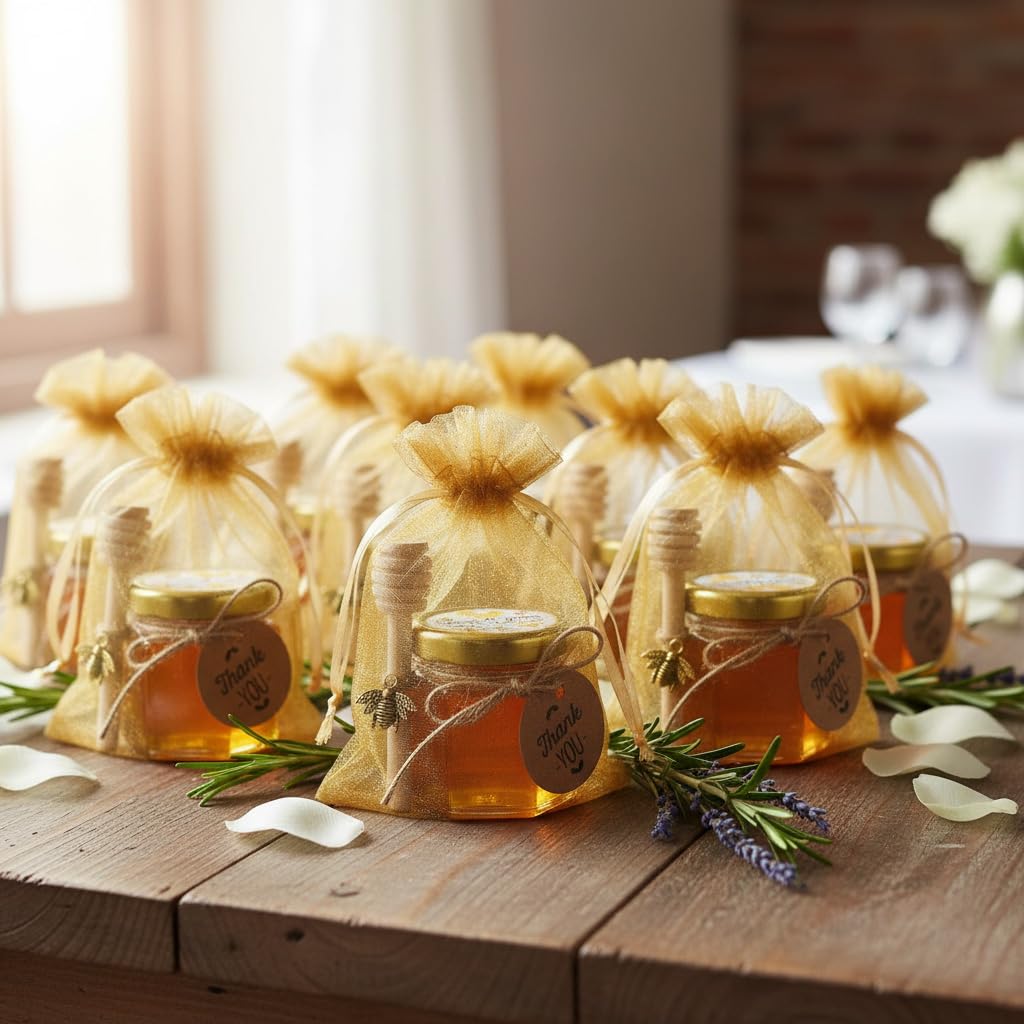 Adabocute 40 Pack Mini Honey Jars - Honey Pot With Honey Dipper