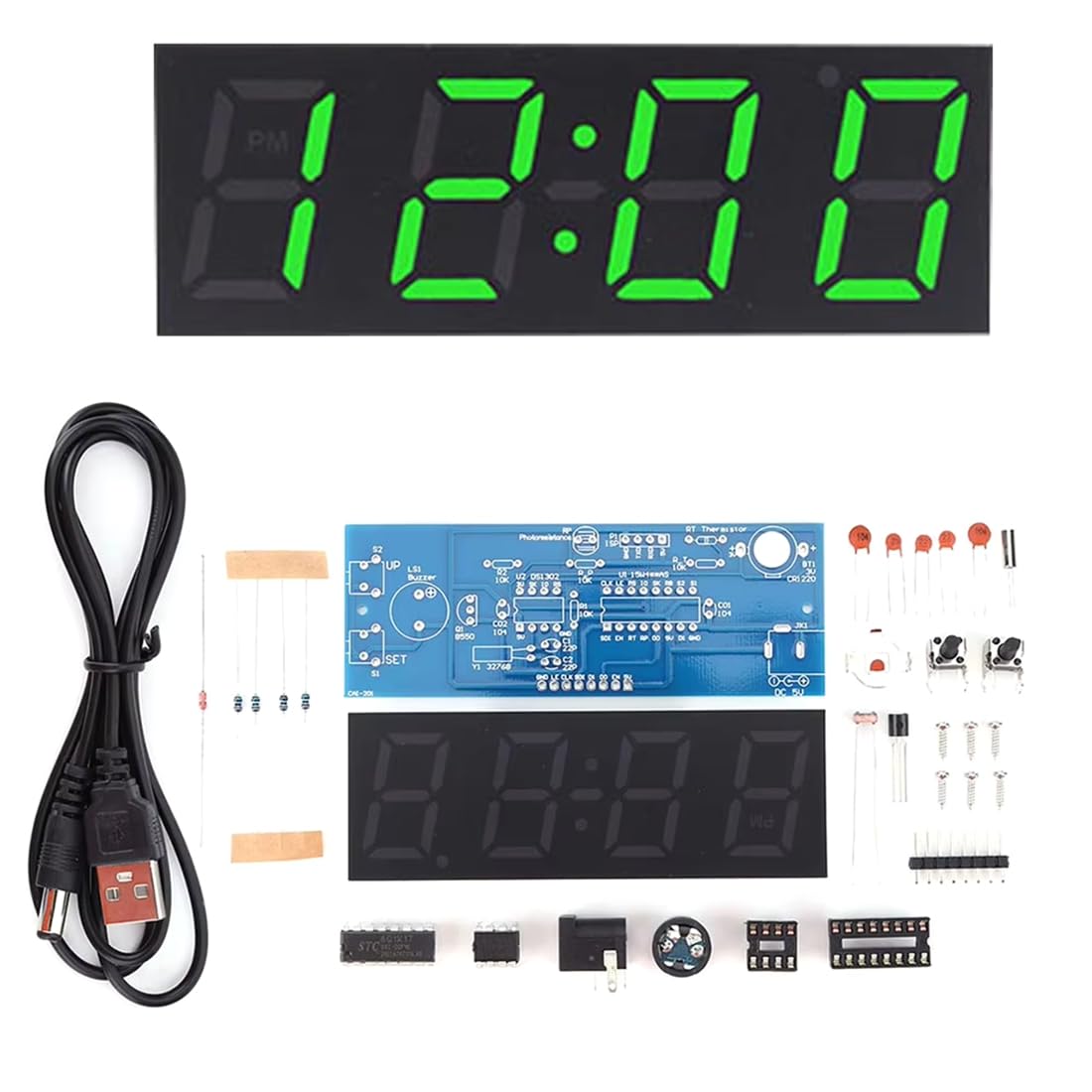 Hndhbfgrt DIY Digital Clock Kit Date Display Week Temperature Alarm Soldering Project Learning Practice Solder Electronic Kit