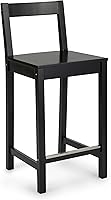 Amazon Basics 24" Wooden Counter Height Bar Stool with Backrest - Sturdy Rubber Wood for Kitchen Island & Home Bar, Black