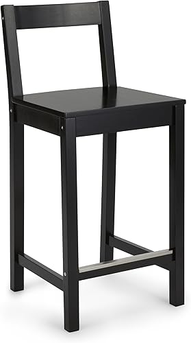 Tienda Basics Taburete de bar de madera con respaldo 24", negro, 1 unidad