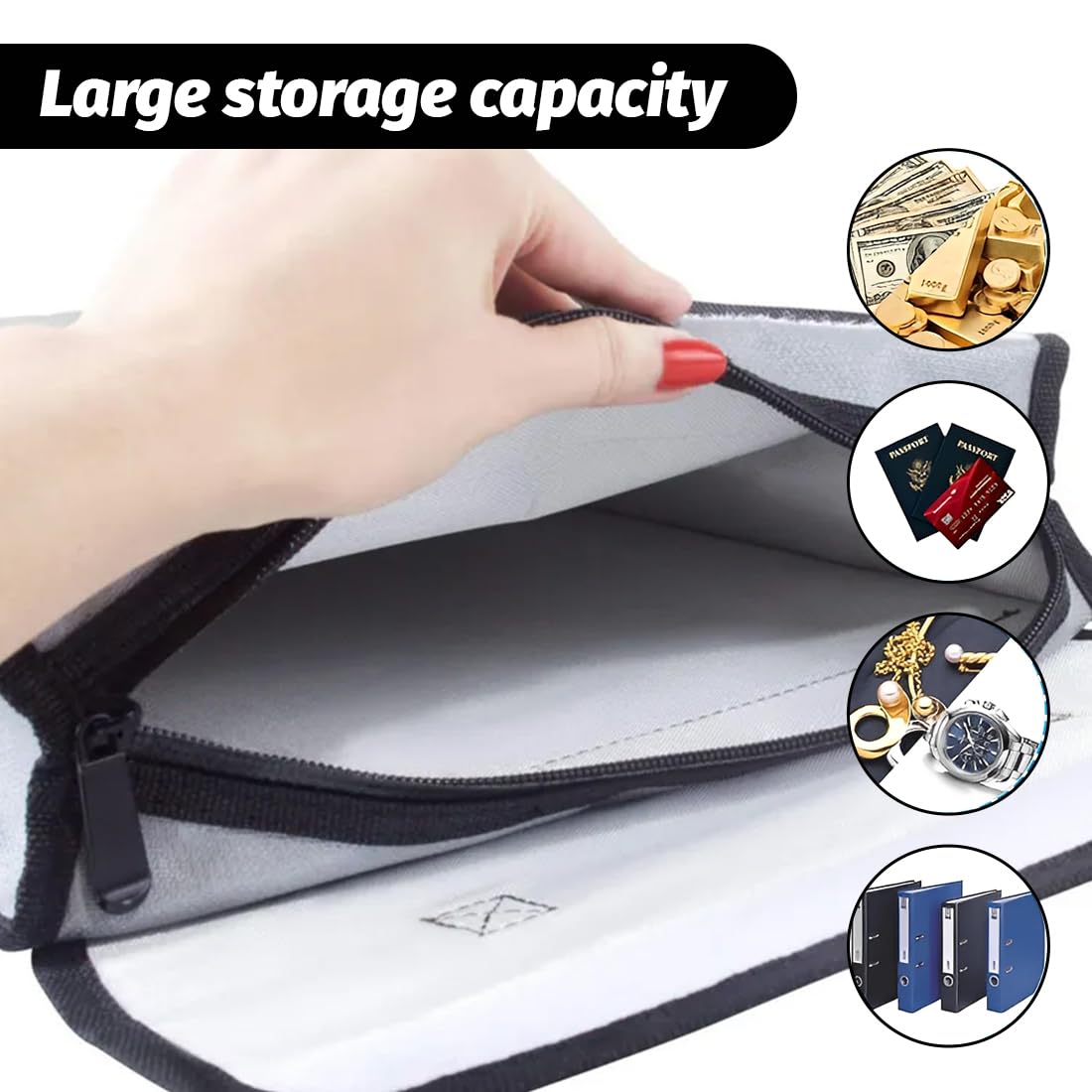 Borsa per Documenti Ignifuga Borsa Ignifuga di Sicurezza Sacchetti Ignifughi per Documenti e Denaro 1200℃ Porta Documenti Impermeabile per DocumentiDenaroPassaporto Contanti (300x230x35mm)