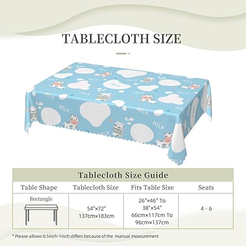 Miniatura 5 de Aimeryup Mantel rectangular de dibujos animados con vaca lechera, mantel rectangular impermeable para mesas rectangulares de 6 pies, manteles de