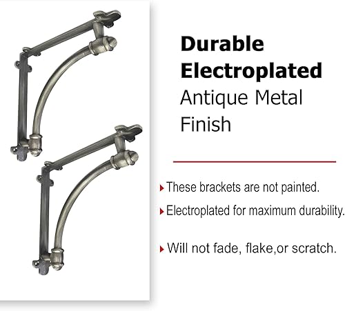 Miniatura 4 de NACH Soportes decorativos para estantes, paquete de 2 soportes de estante de hierro fundido de metal antiguo de 9.6 x 1.7 x 9.6 pulgadas, soportes