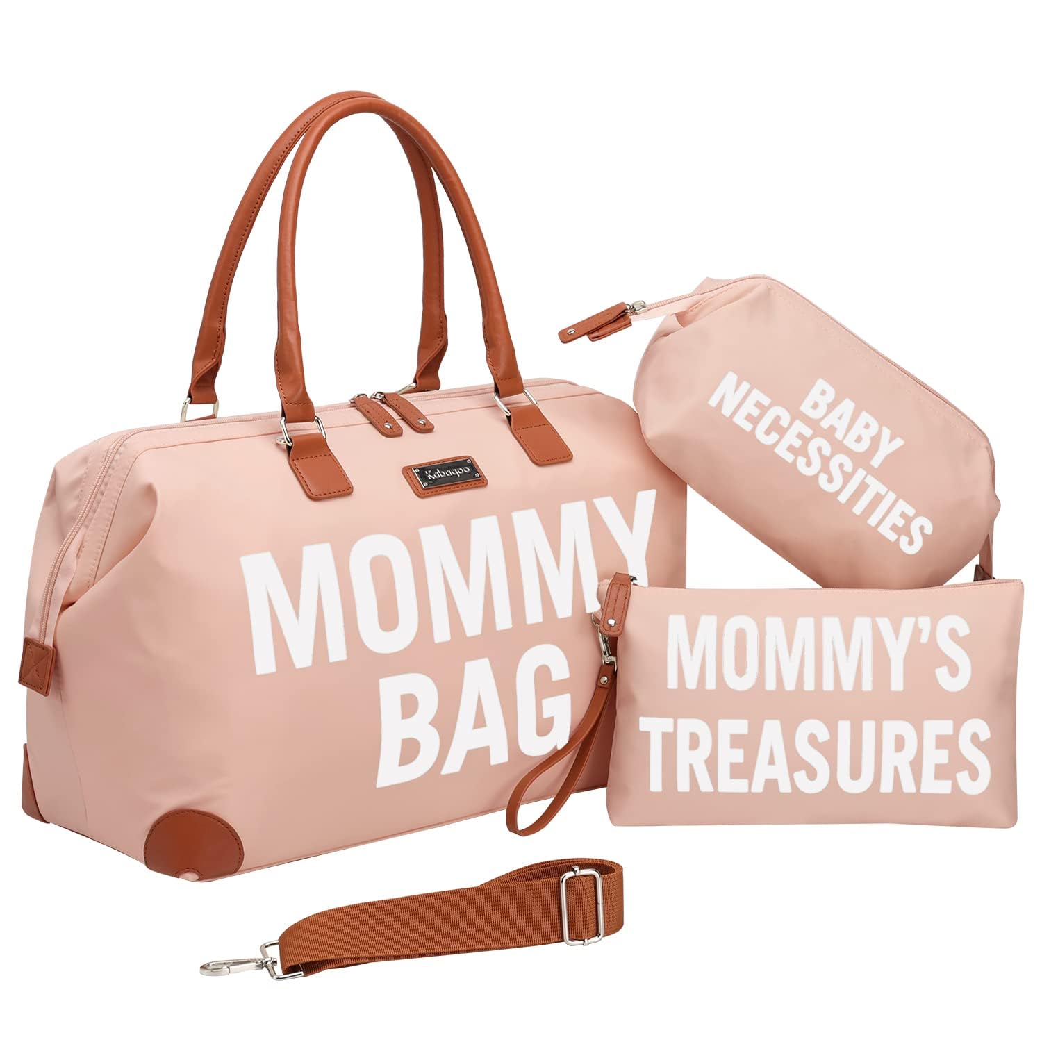 KABAQOO Mommy Bag for Hospital, Diaper Bag Tote with Changing Pad, Hospital Bags for Labor and Delivery, Large Travel Diaper Tote for Boys & Girls, Pink