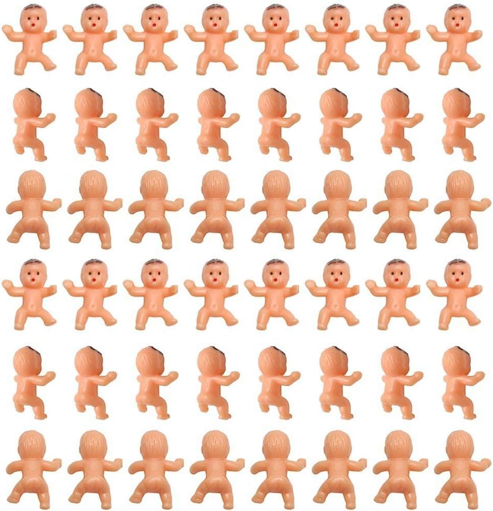 Mini Plastic Babies for Party Favor Decor Party Decorations Baby Shower Party Game Ice Cube Game (1" 60pcs, Latin)